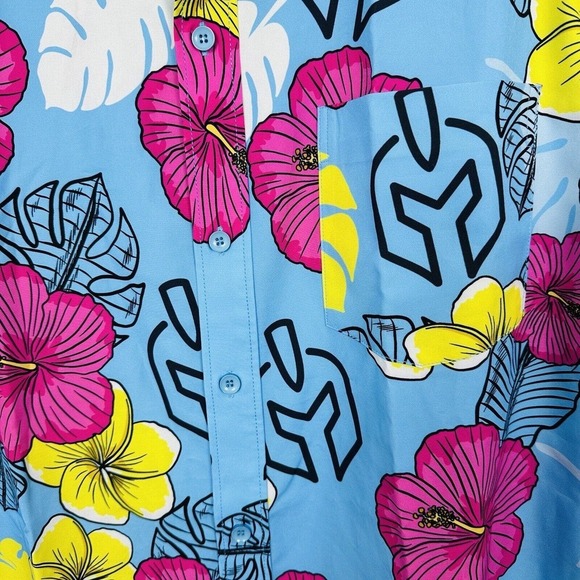 ROODY Hawaiian Shirt Molon Labe Spartan Tropical Floral Mens Size XL Multicolor - Picture 5 of 7